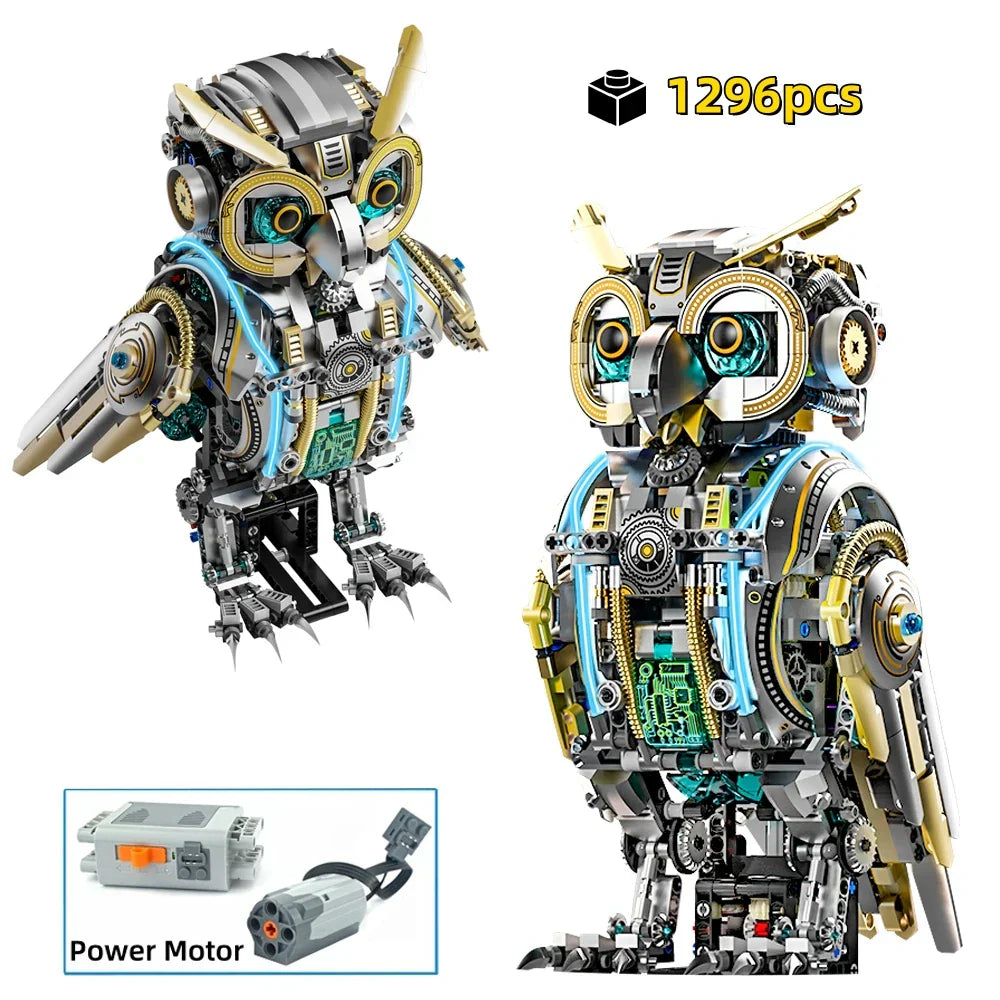 Motorized Owl - 1296Pcs Kinetic Steampunk Building Set