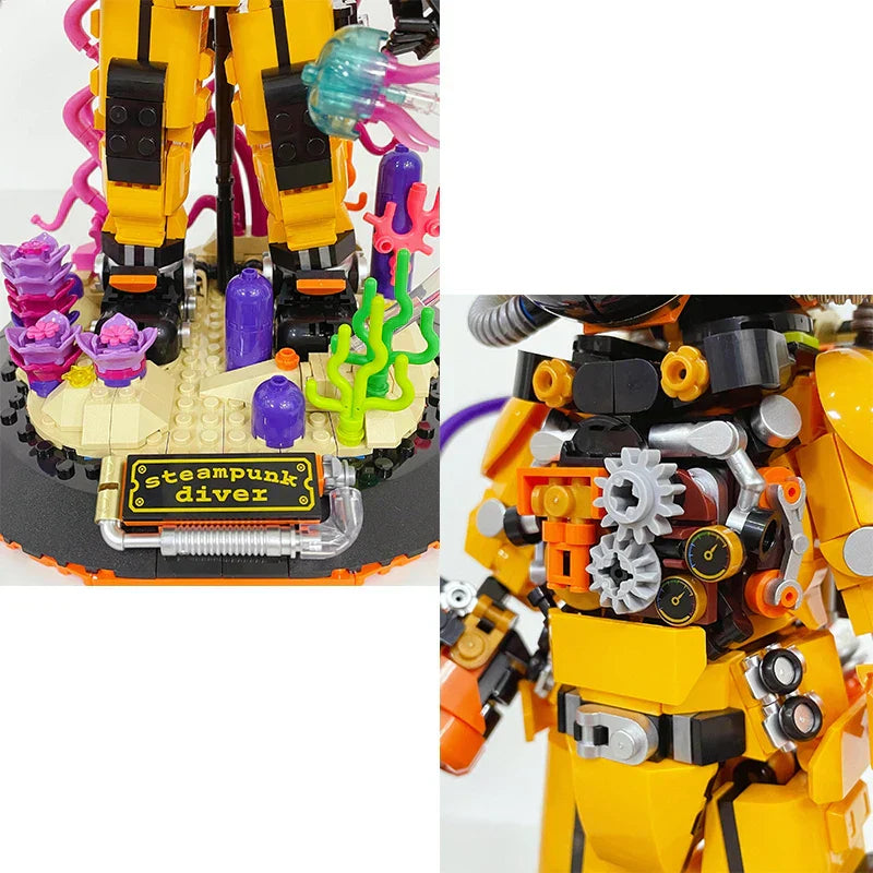 Steampunk Deep Sea Diver - 1287-Piece Building Block Model