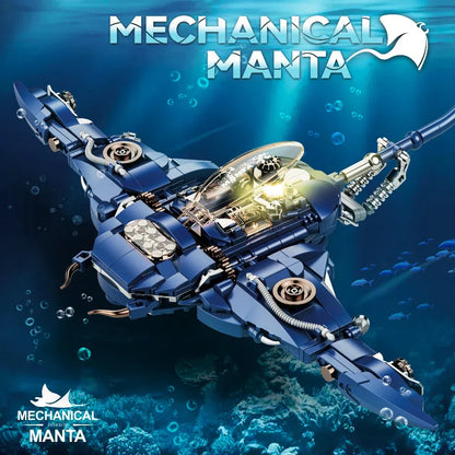 Mechanical Manta Ray - Light-Up MOC Building Blocks Set