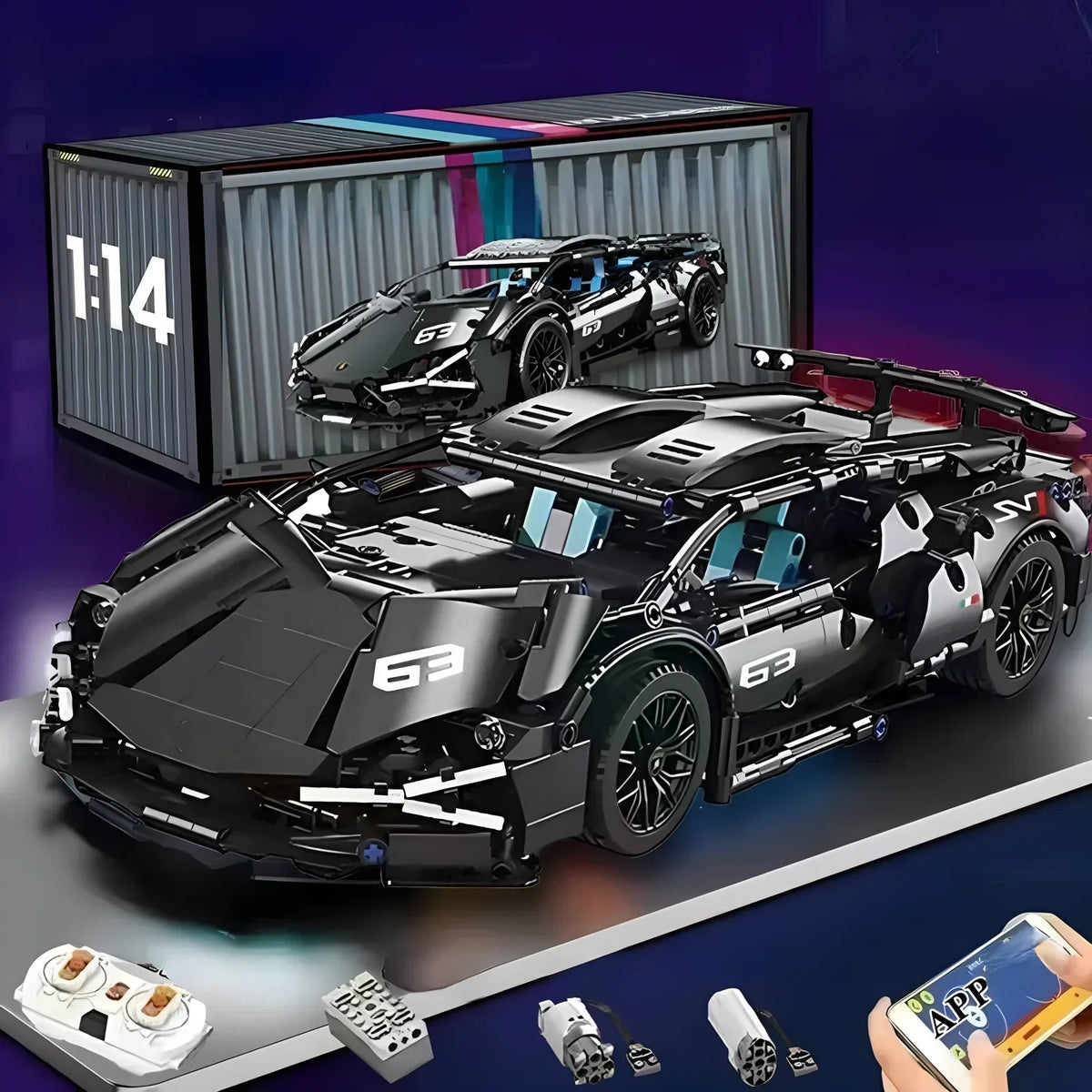 Apex Velocity GT - 1:14 Technical Supercar Building Block Set