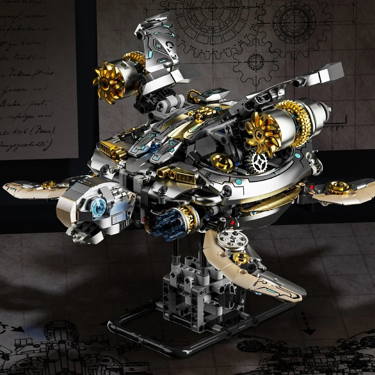 AquaMech Sea Turtle - 1277pc Mechanical Building Block Model