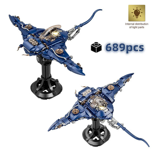 Mechanical Manta Ray - Light-Up MOC Building Blocks Set
