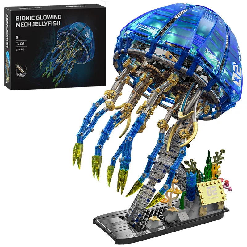 Mechanical Blue Jellyfish - Technical Biomimetic Building Block Set