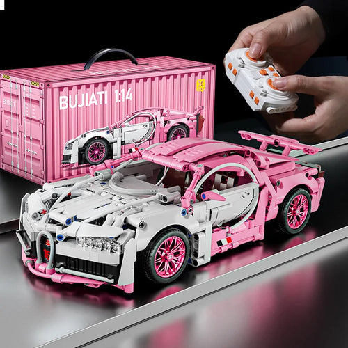 Pink RC Tech Roadster - 1:14 Scale DIY Racing Car Building Blocks