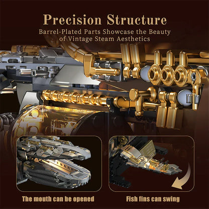 Steam Whale Mechanical Sailboat - Retro Building Block Set