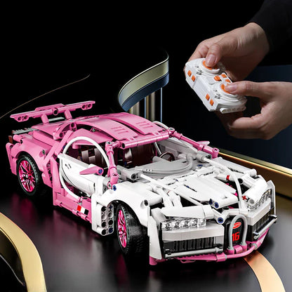Pink RC Tech Roadster - 1:14 Scale DIY Racing Car Building Blocks