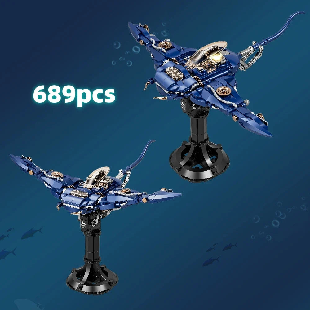 Mechanical Manta Ray - Light-Up MOC Building Blocks Set