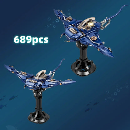 Mechanical Manta Ray - Light-Up MOC Building Blocks Set