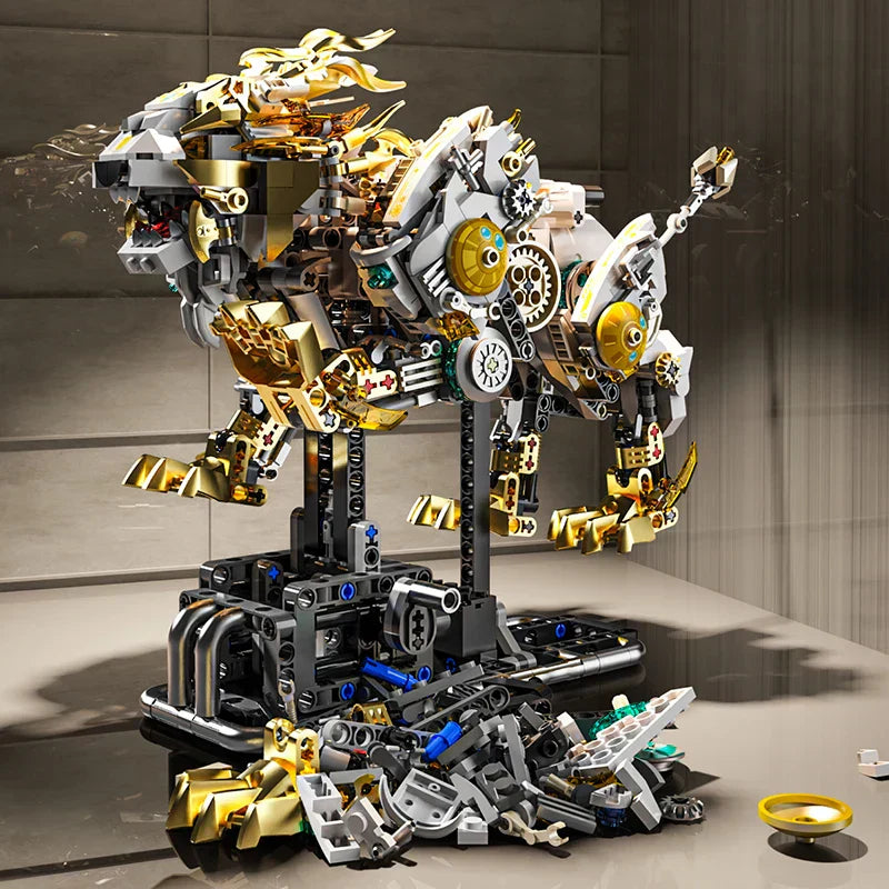 Motorized Lion - Kinetic Mechanical Building Set