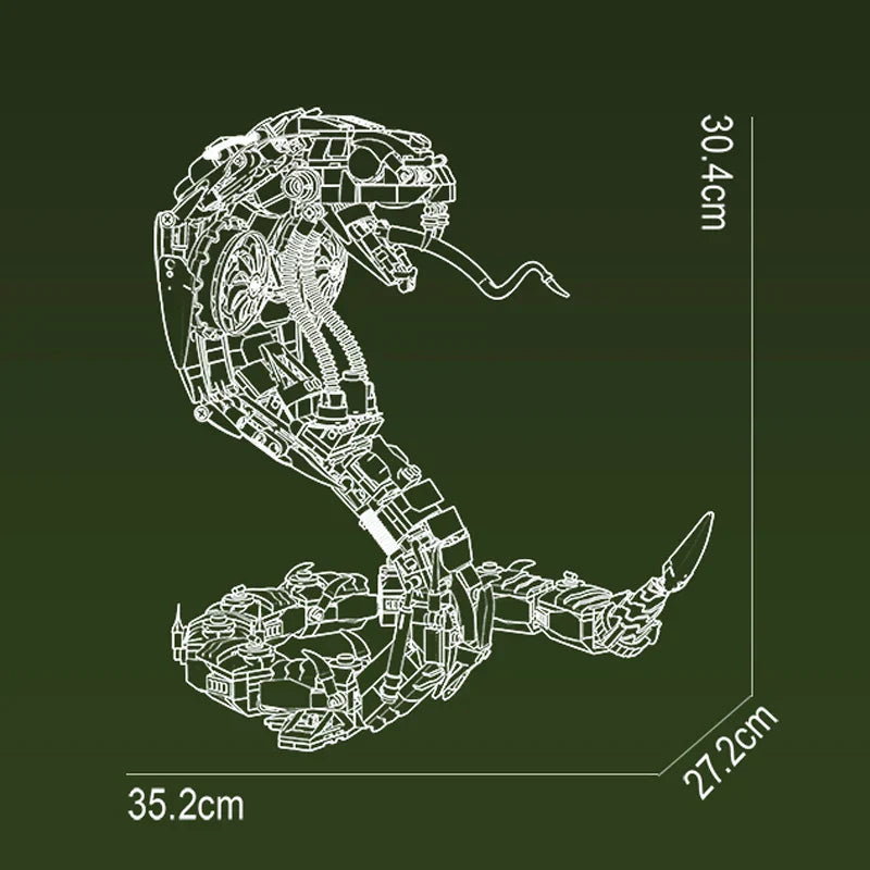 Cyber-Serpent Mechanical Snake - 1000+ Piece Technical Building Set