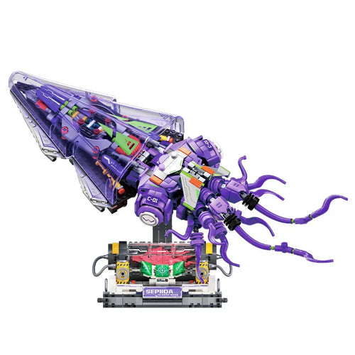 Silver Blade Mechanical Squid - LED Building Block Model