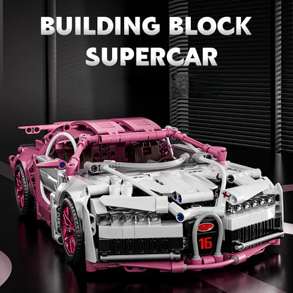 Pink RC Tech Roadster - 1:14 Scale DIY Racing Car Building Blocks