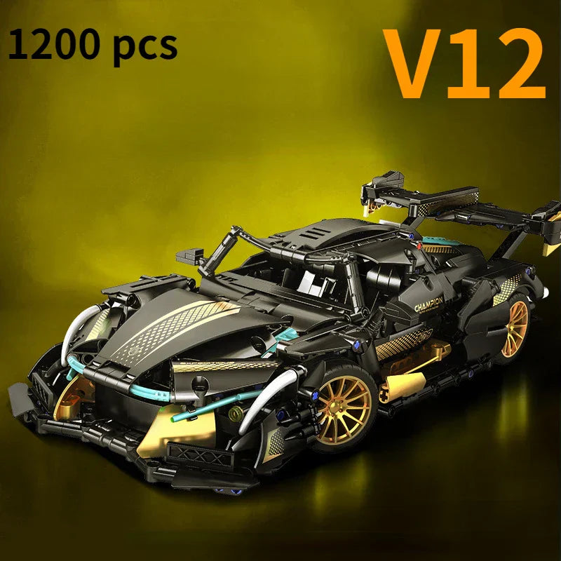 V12 Concept Supercar - 1200pc RC Racing Car Building Block Set