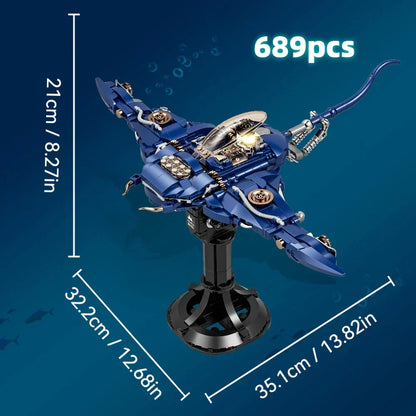 Mechanical Manta Ray - Light-Up MOC Building Blocks Set