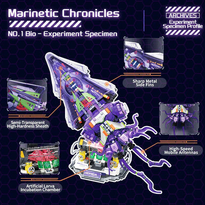 Silver Blade Mechanical Squid - LED Building Block Model