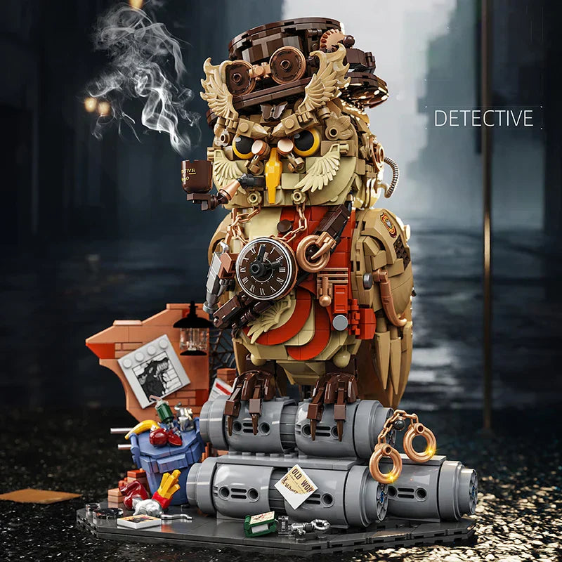 Owl Detective Magic Animal - 1200+ Piece MOC Building Block Set
