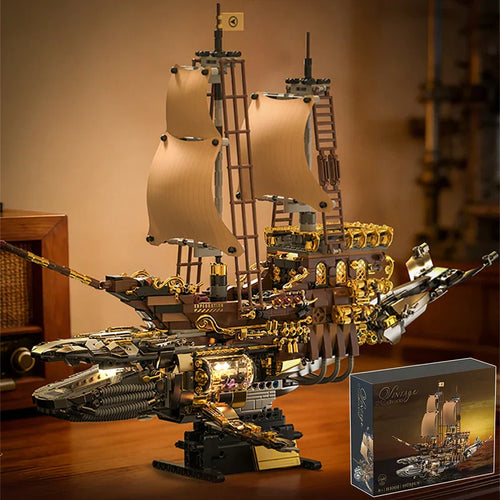 Steam Whale Mechanical Sailboat - Retro Building Block Set