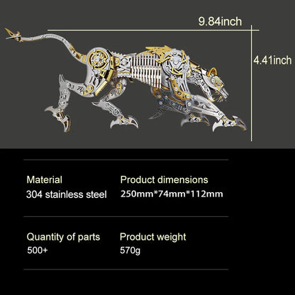 Steampunk Cheetah DIY Mechanical 3D Metal Puzzle Kit