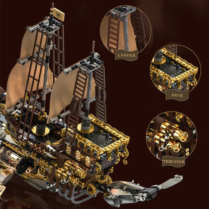 Steam Whale Mechanical Sailboat - Retro Building Block Set
